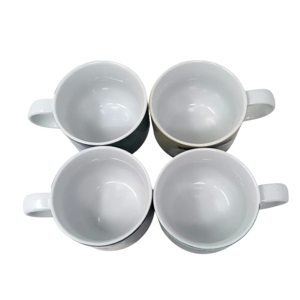 Pier 1 One Imports Stacking Mugs Set of 4 / Metal Stand Arctic Animals Porcelain